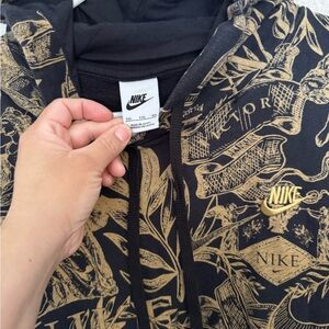Nike Black Hoodie with Gold Graphics